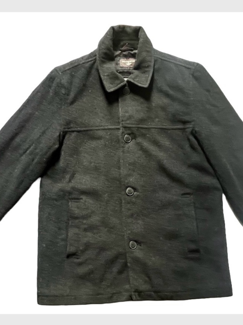 Wool-Blend Black Men’s Button Front Coat